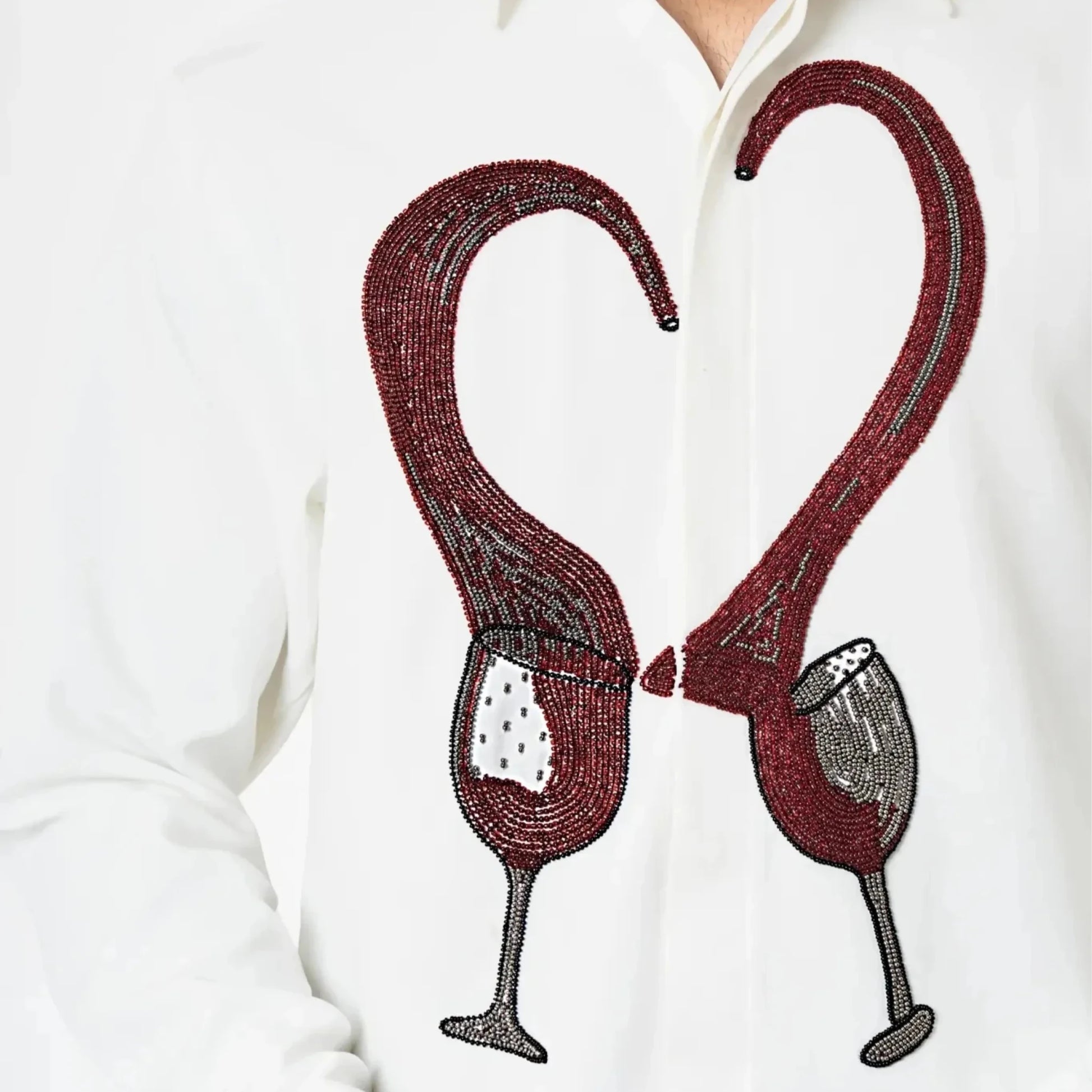 Red Rendezvous – Embroidered Shirt