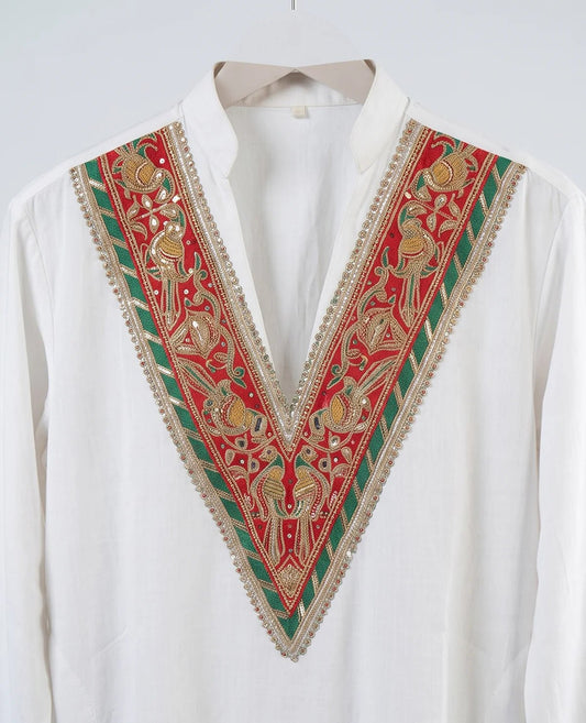 Royal Vow – Embroidered White Kurta Set for Men