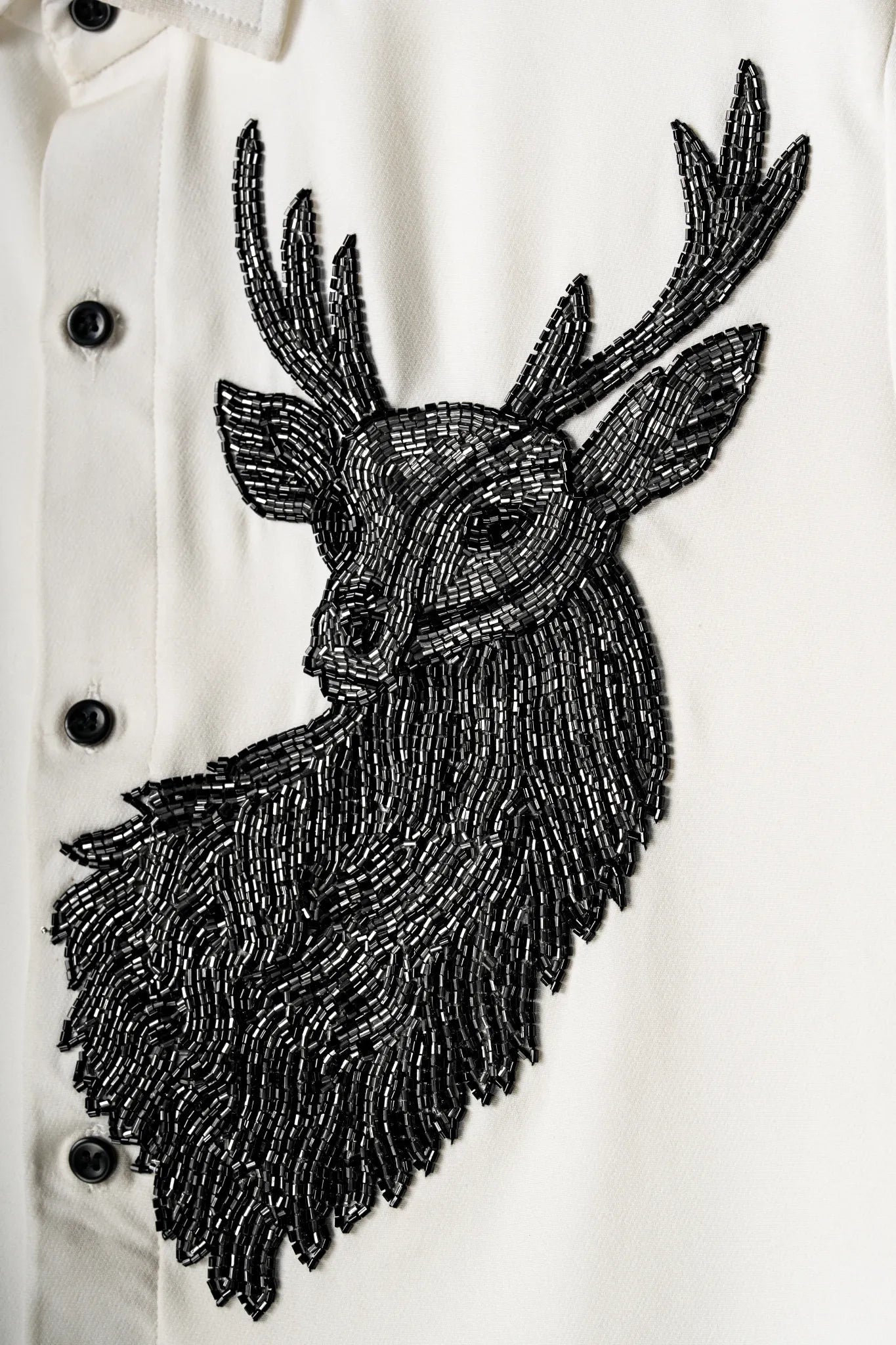 Deer Embroidered White Shirt