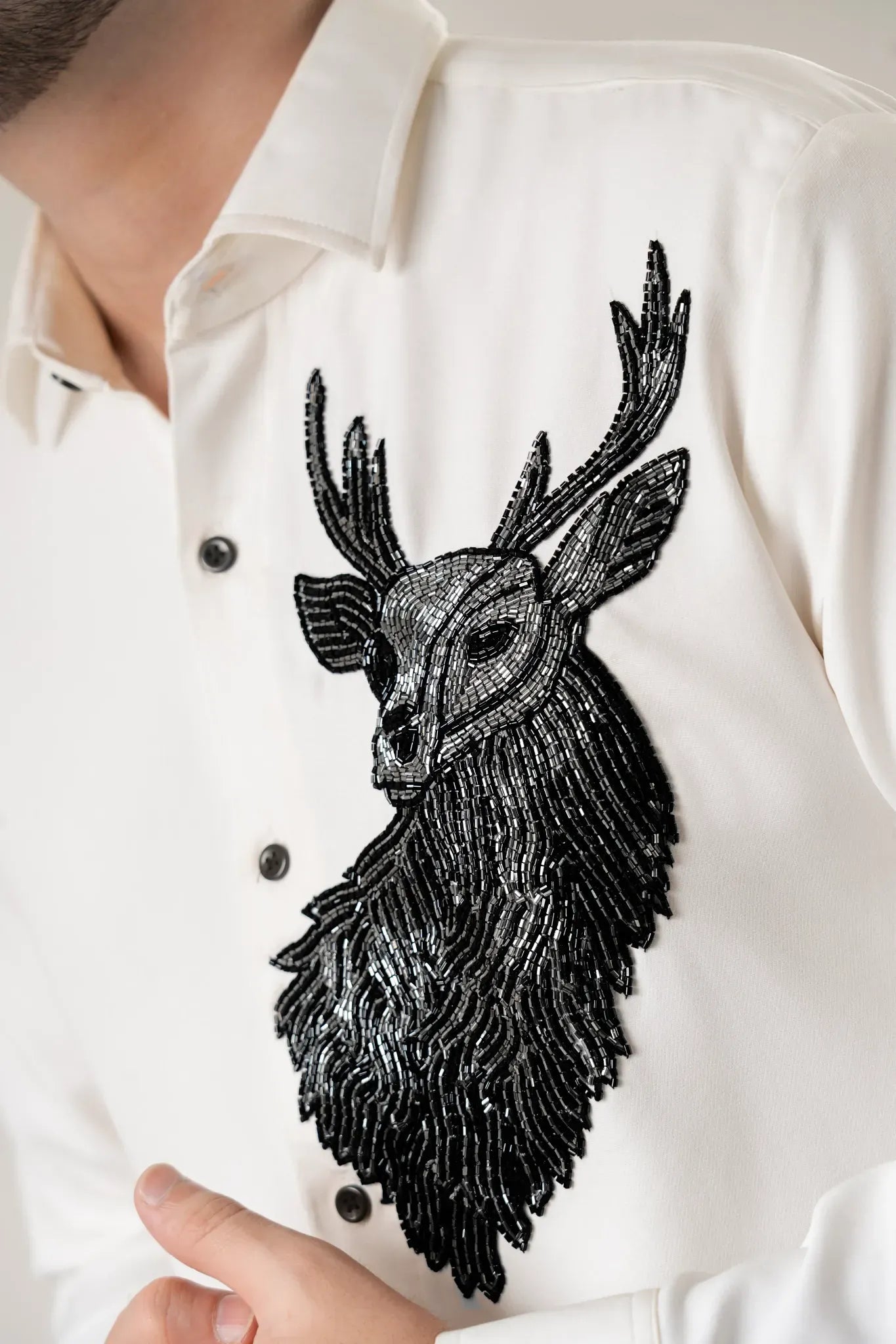 Shop Deer Embroidered Shirt