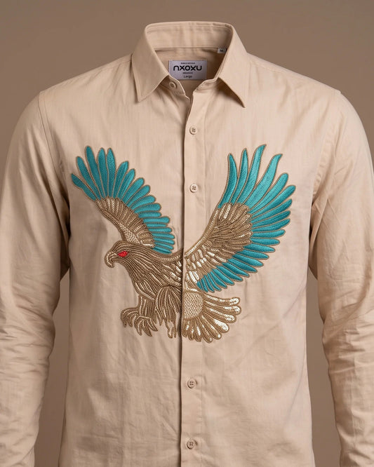 Skyborn Legacy – Embroidered Eagle Shirt for Men