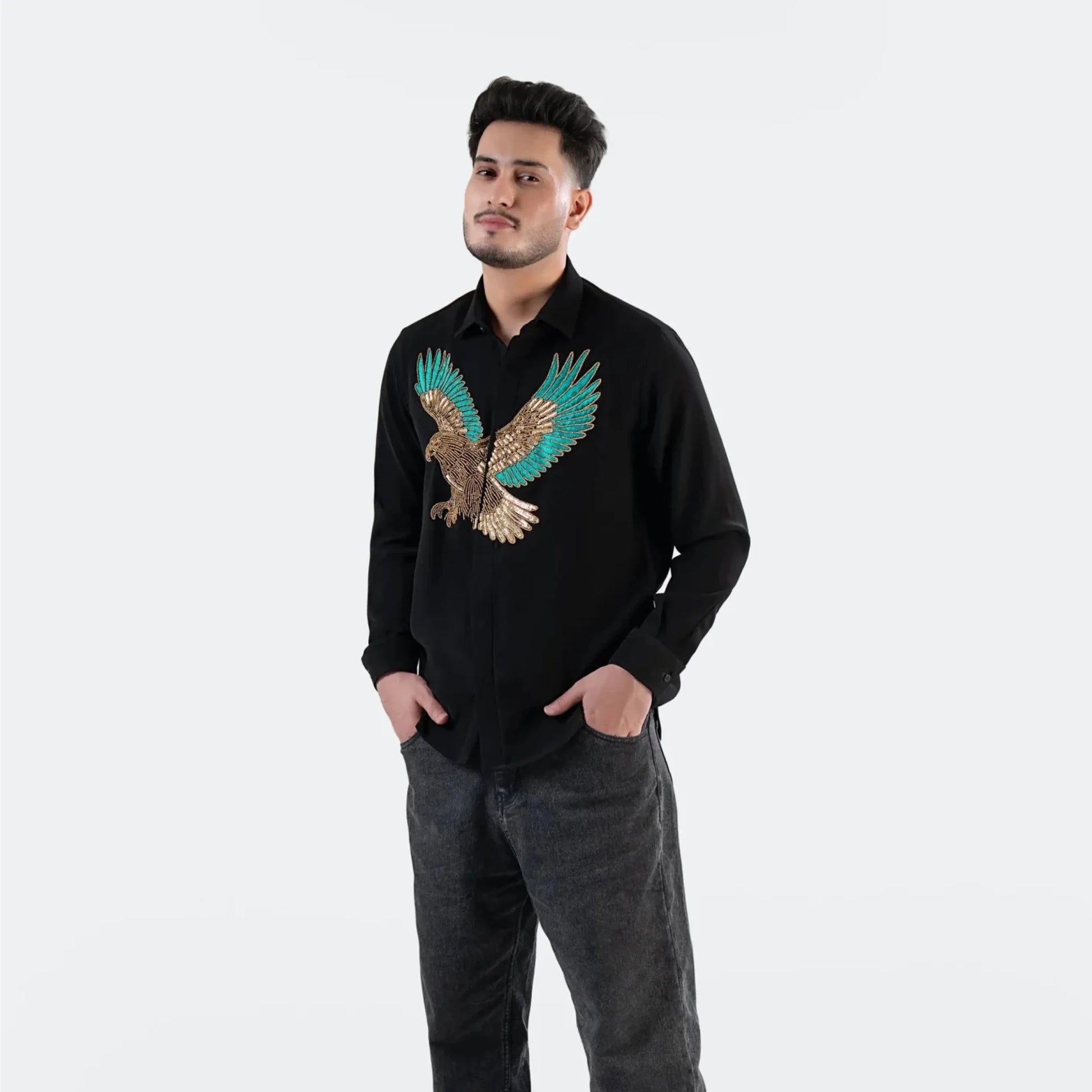 Skyborn Oath – Soaring Eagle Embroidered Shirt