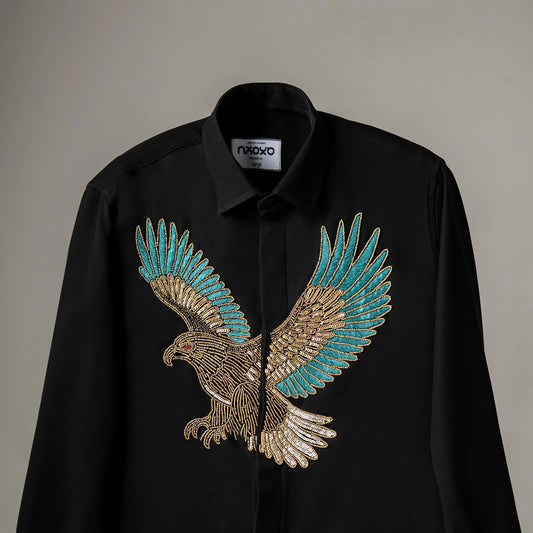 Party wear shirts for men NOOOB Embroidered Eagle Shirt embroidery shirt for wedding