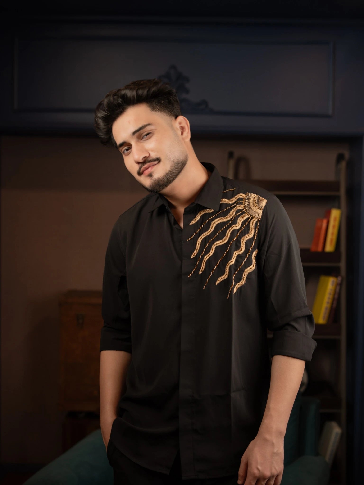 Sun Embroidered Shirt for Men