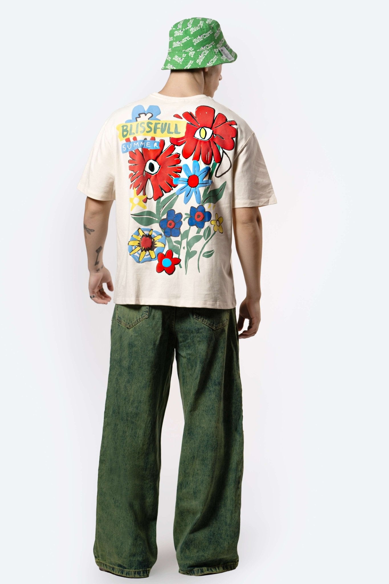 Pink Oversized Graphic Back Printed T-shirt for Men