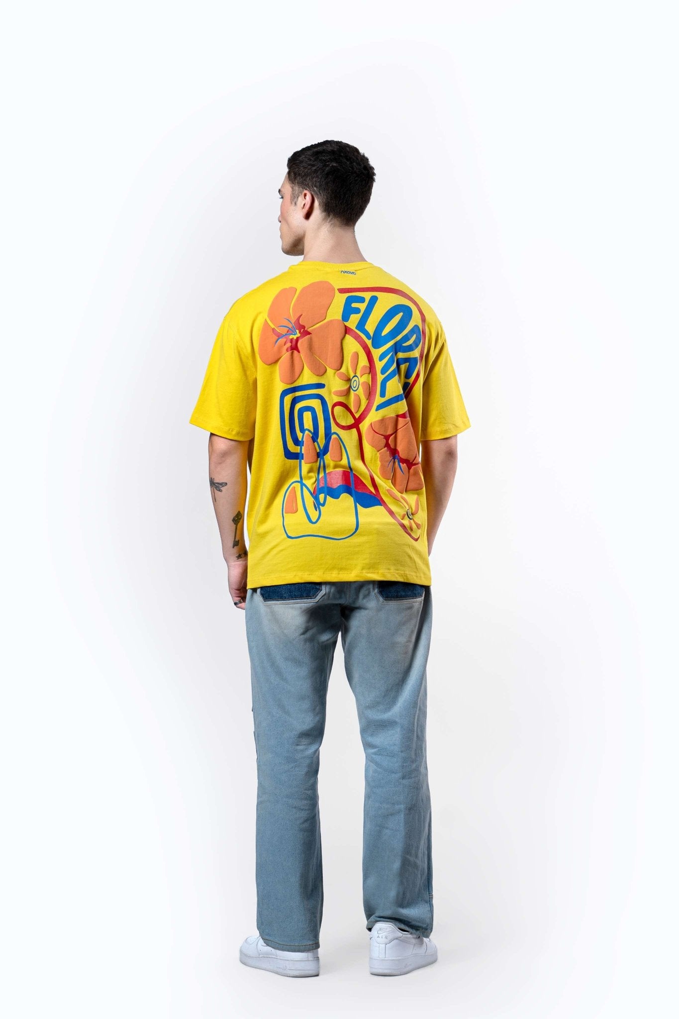 Yellow Floral Print Oversize T-Shirt