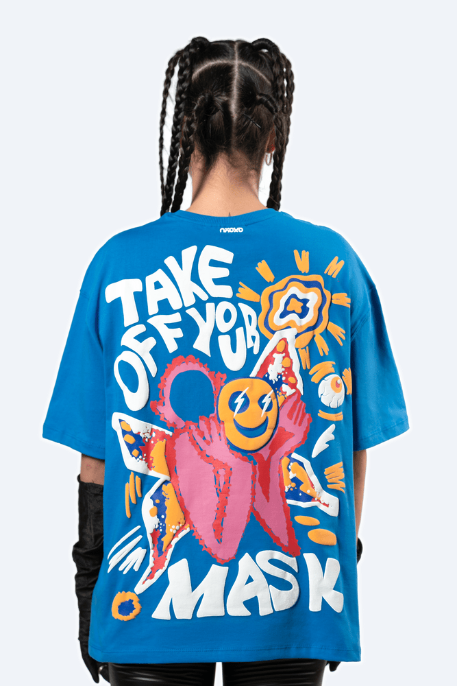 Blue Oversized Graphic Back Printed Unisex T-shirt