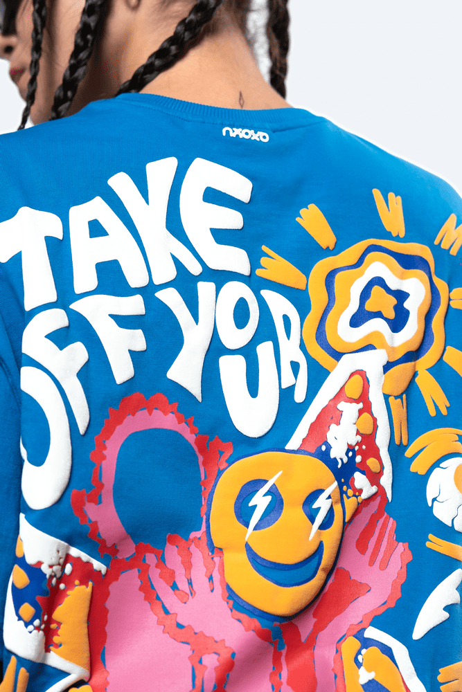 Blue Oversized Printed T-shirt