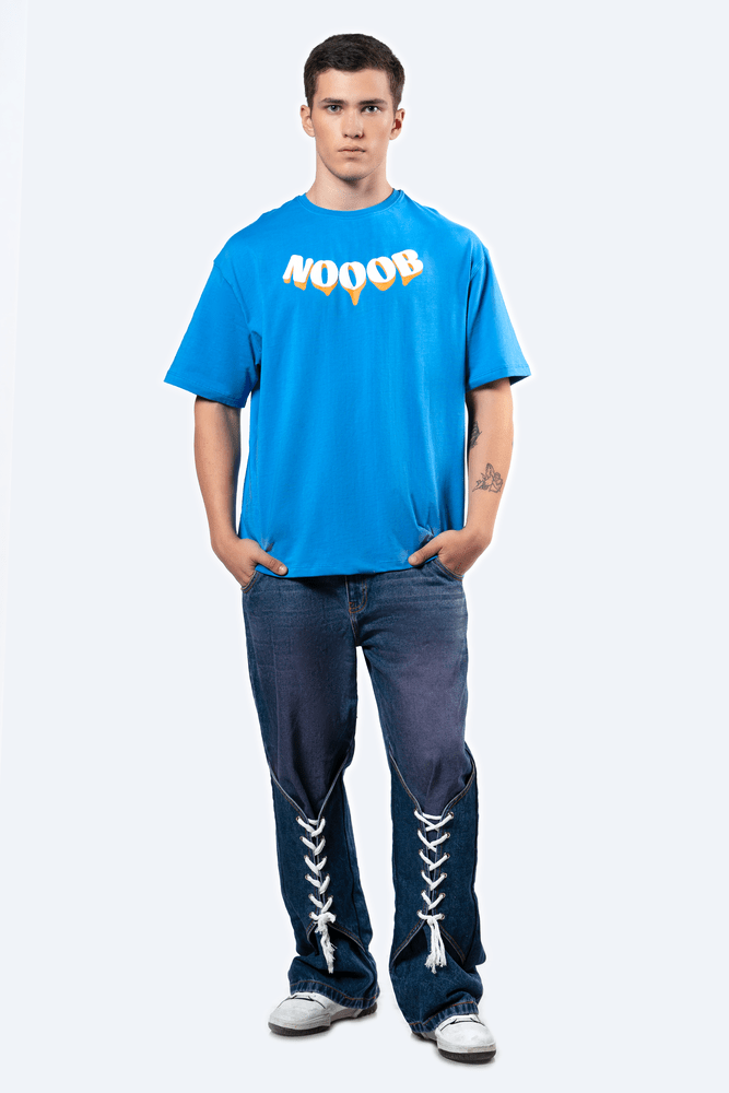 Blue Oversized Back Printed T-shirt