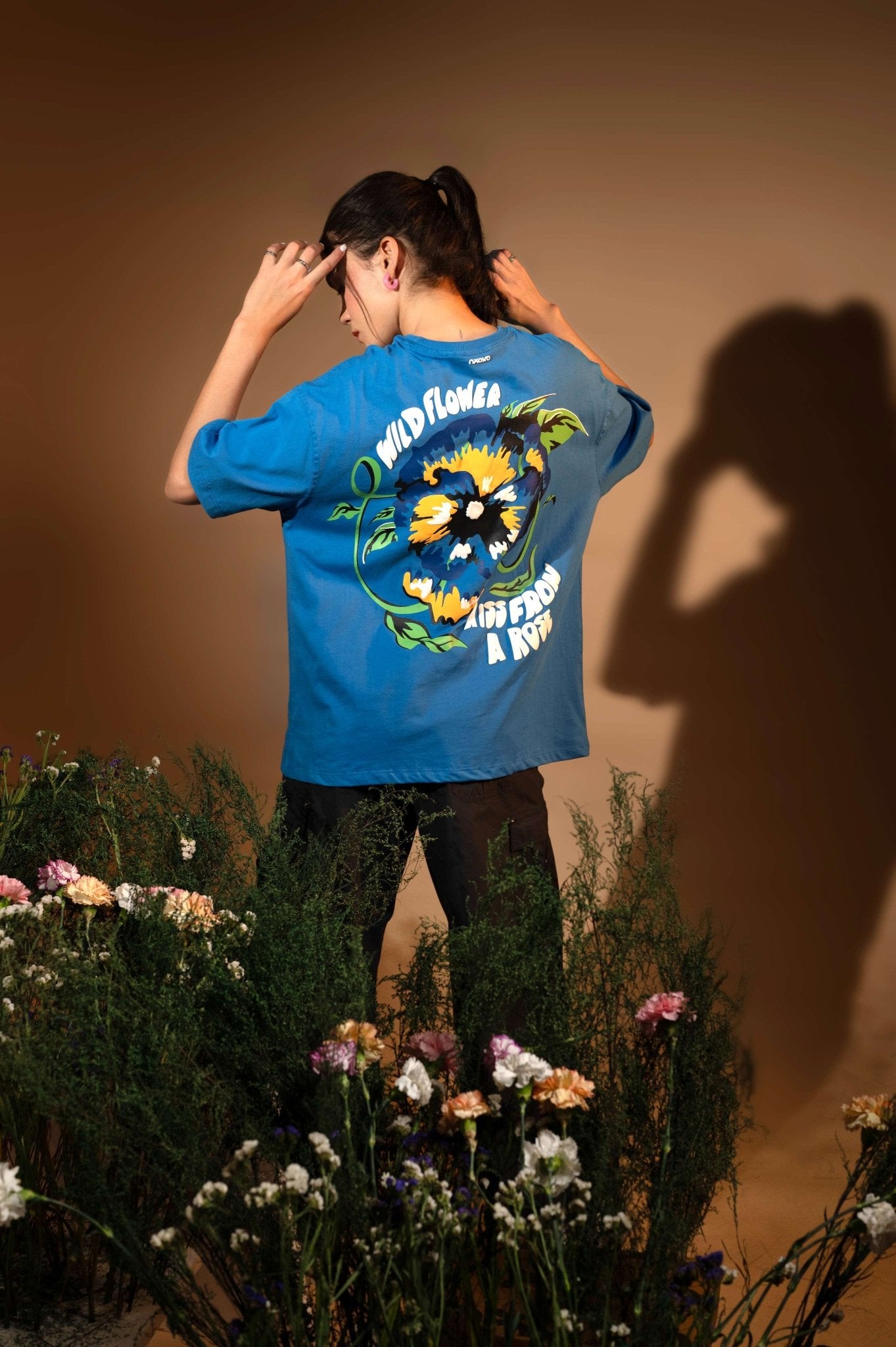 Blue Oversized Back Printed T-shirt