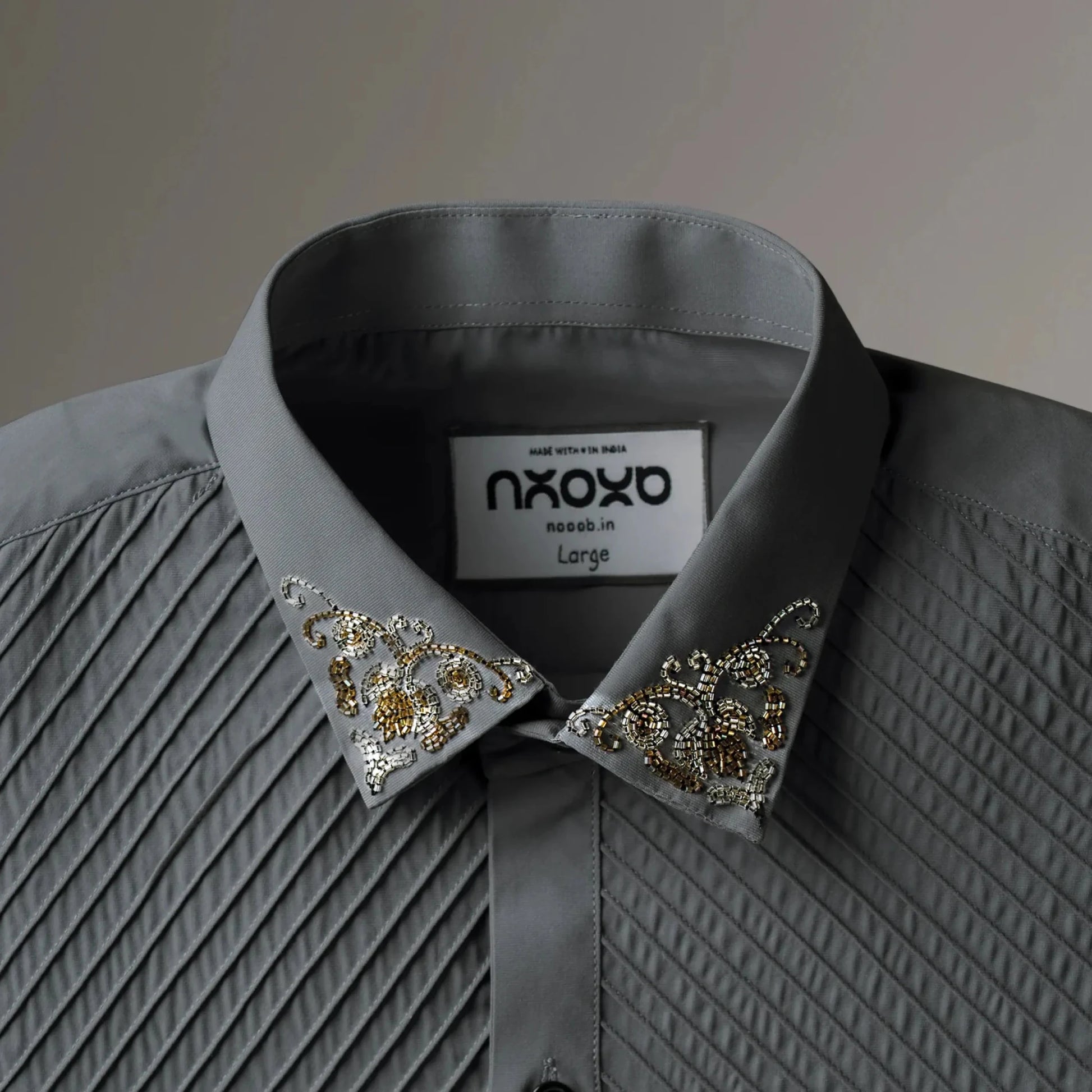 Vice Collar Embellished Shirt for Men