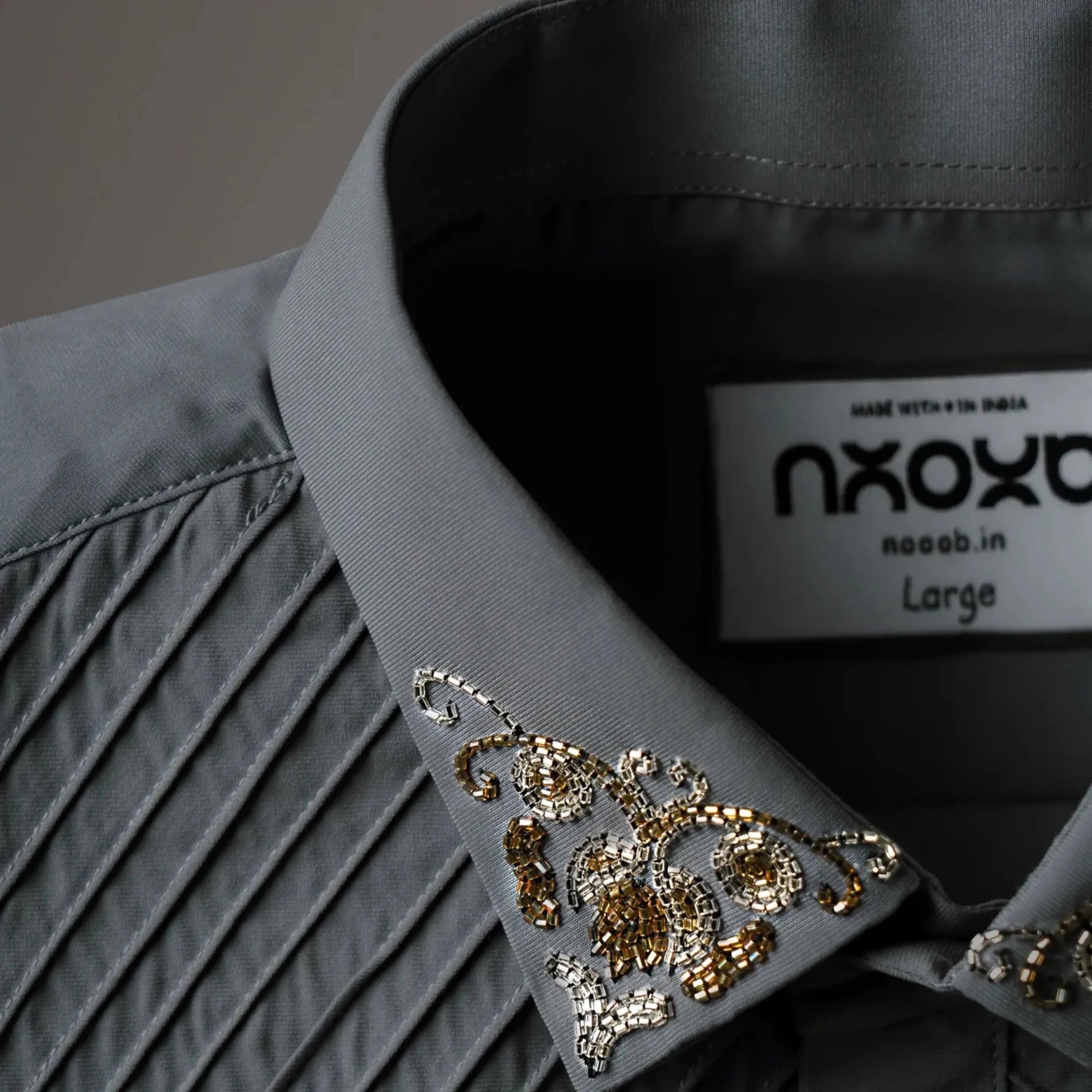 Vice Collar Embellished Shirt for Men
