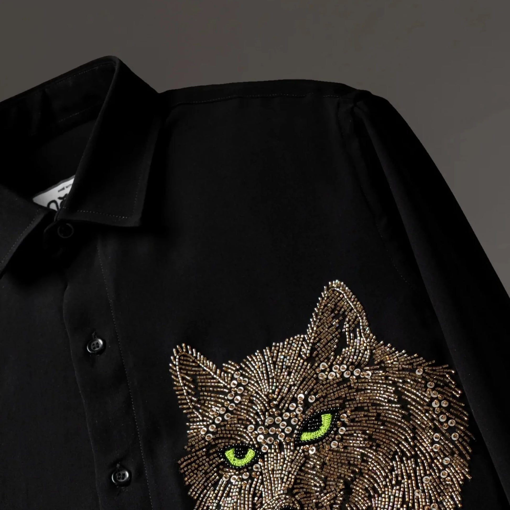 Wolf Magic – Embroidered Black Shirt
