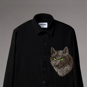 Wolf Magic – Embroidered Black Shirt